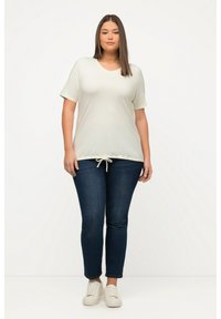 Ulla Popken Maglietta Basic A V 515283 – Verde Turchese, Taglia 56/58 IT Donna, Cotone Morbido