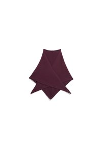 Écharpe en laine bordeaux avec un design triangulaire, présentant une texture lisse et des bords nets, pliée de manière élégante.