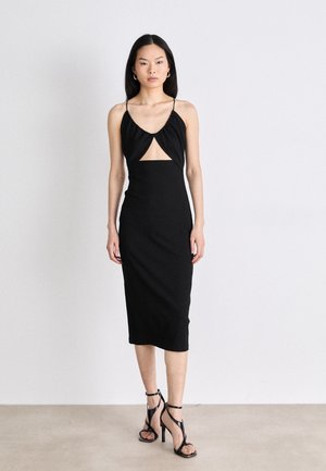 Calvin Klein Jeans TIE DETAIL LONG DRESS - Koktejlové šaty / šaty na párty - black