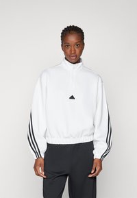 adidas Sportswear FUTURE ICONS THREE STRIPES QUARTER ZIP - Ikdienas džemperis - white