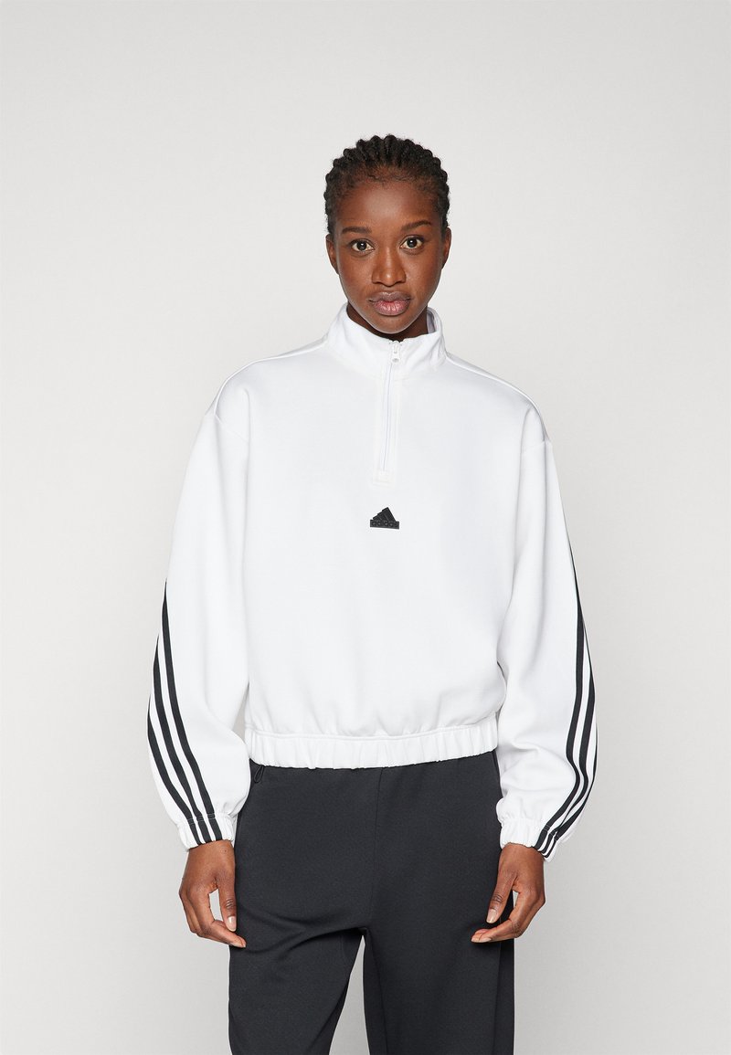 adidas Sportswear FUTURE ICONS THREE STRIPES QUARTER ZIP - Ikdienas džemperis - white