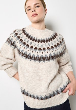 FAIR ISLE FLUFFY - Pullover - stone
