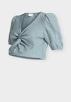 Regular Fit V-Neck Elasticated cuffs Puff sleeves - Blouse