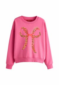 REGULAR FIT -SEASONAL BOW GRAPHIC WITH SPARKLE LONGSLEEVE CREWNECK - Ikdienas džemperis - berry/pink