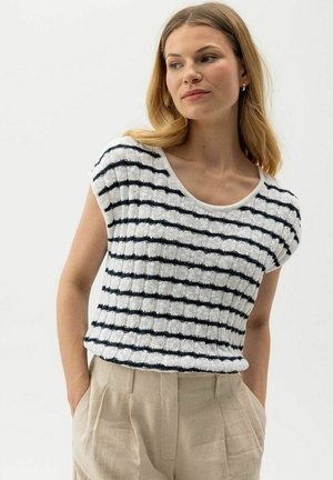 JUNI CAPSLEEVE - Print T-shirt - white navy