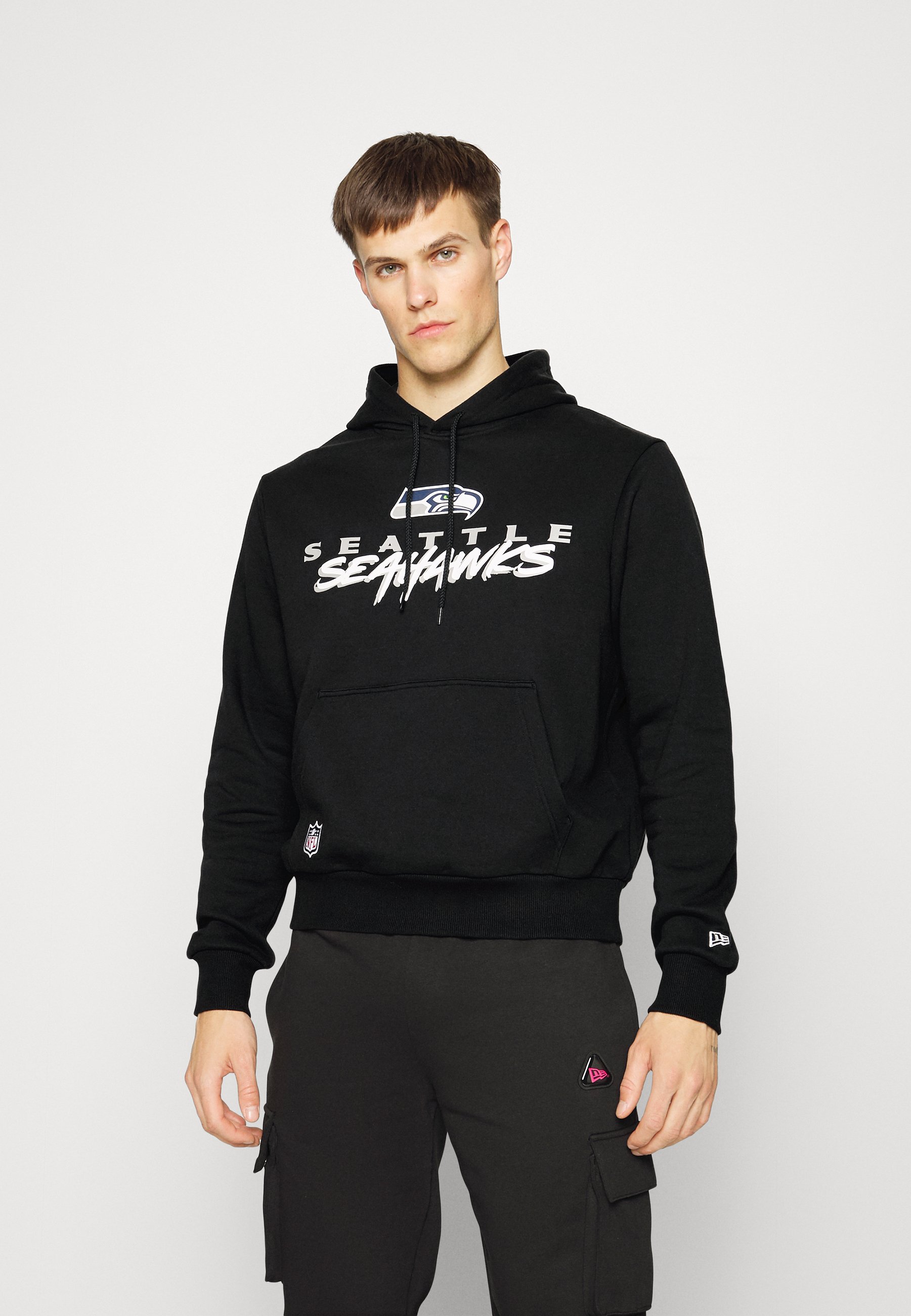 New Era Mens Seattle Seahawks NFL Team Script Pullover Hoody Hoodie - Black XL