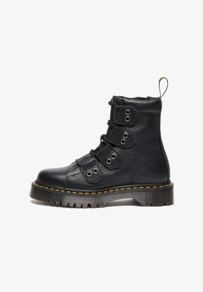 TIE - Bottines à lacets - black milled nappa