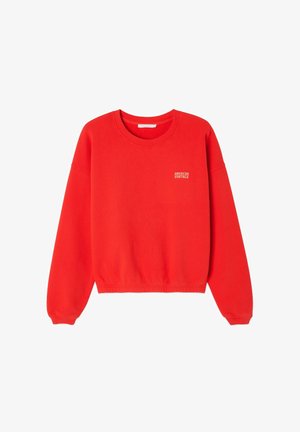 Rdeča skrajšana sweatshirt iz mešanice bombaža, z okroglim izrezom in rebrastimi manšetami, s majhnim logotipom spredaj.