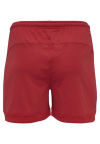 Röda idrottsshorts i lättviktsmaterial, med elastisk midja, platta sömmar och logotypdetalj på nedre vänstra sidan.