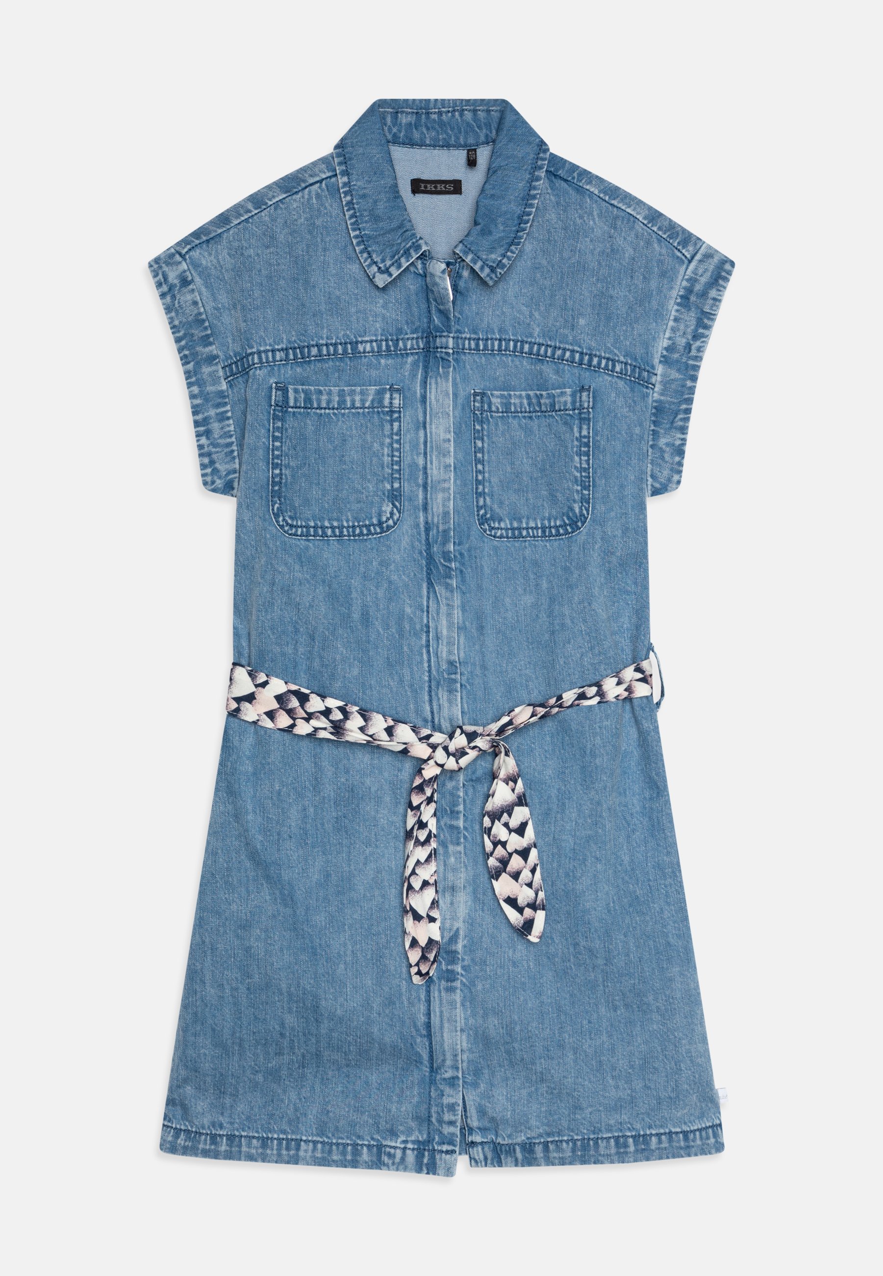 ikks denim dress Women's raw denim sleeveless short dress IKKS