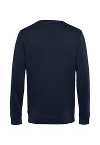 Felpa blu navy con maniche lunghe, scollo rotondo e polsini a coste. Realizzata in tessuto morbido, presenta un colore uniforme senza motivi.