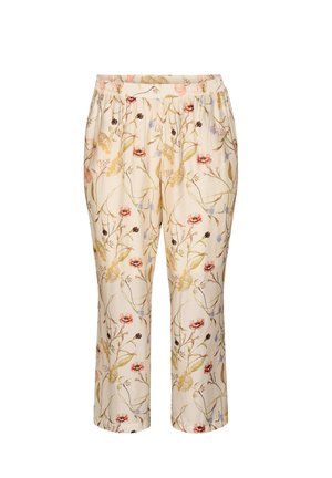 Zizzi, HOCH TAILLIERTE HOSE AUS VISKOSE MIT BLUMENMUSTER - Kalhoty - beige