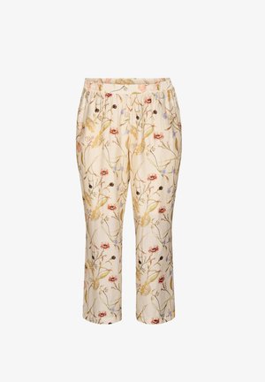 Zizzi, HOCH TAILLIERTE HOSE AUS VISKOSE MIT BLUMENMUSTER - Bukser - beige