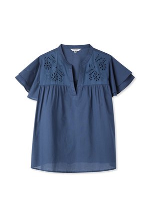 Terranova, BLUSA CON RICAMI FLOREALI E SCOLLO A V - Camicetta - blu