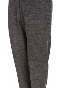 Grå träningsbyxor tillverkade av mjukt, heathered tyg. Har en avslappnad passform och en elastisk midja för komfort. Inga framträdande mönster eller detaljer.