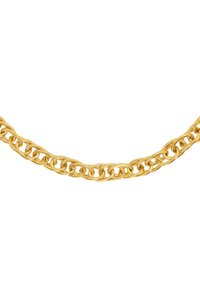 Collana in oro con anelli ovali dalla finitura liscia, creando una texture lucida e un design classico.
