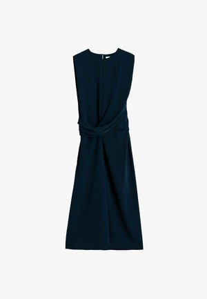 BHOEM, REGULAR FIT - GREEN SATIN SLEEVELESS DRAPED MIDI DRESS . - Vestito casual - blue green