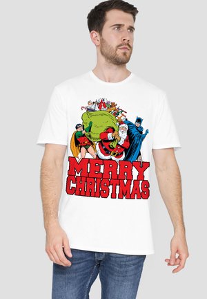 DC COMICS - BATMAN, BATMAN MERRY CHRISTMAS HELPING SANTA - Print T-shirt - white