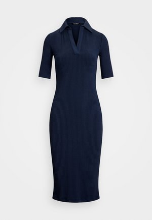 Lauren Ralph Lauren Rib Knit Elbow Sleeve Polo Dress - Shift dress - shadow navy