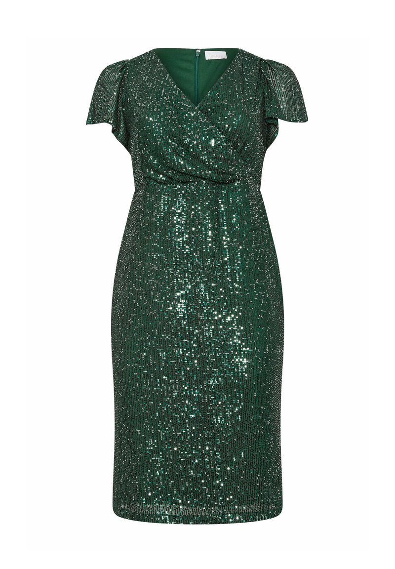 Yours Clothing SEQUIN EMBELLISHED WRAP - Cocktail dress / Party dress -  green/dark green - Zalando