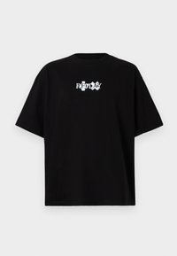 T-shirt nera in cotone con scollo rotondo, maniche corte e logo stampato bianco "REPLAY" sul davanti. Design minimalista e vestibilità ampia.