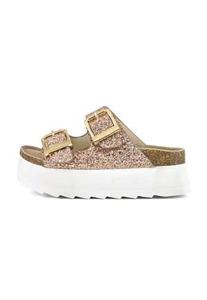 Šľapky na opätku - pink gold