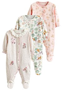 Next - 3 PACK - Sleep suit - pink bunny floral Thumbnail Image 1