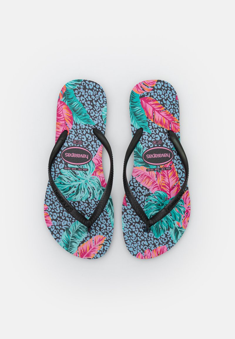 Havaianas SLIM FIT ANIMAL FLORAL - Sandálias em T - black