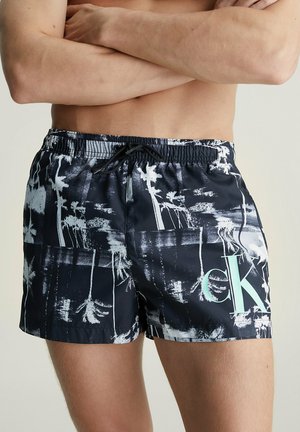 Calvin Klein Swimwear SHORT DRAWSTRING - Shorts da mare - ck palm black aop