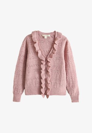 Laura Ashley, FRILL V-NECK CARDIGAN - Strickjacke - pink