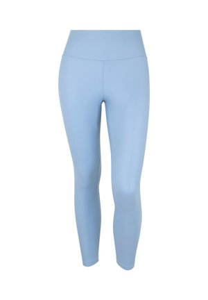 Leggings azzurri chiari con un tessuto liscio ed elasticizzato e una vita alta, caratterizzati da cuciture piatte per il comfort e una vestibilità su misura.