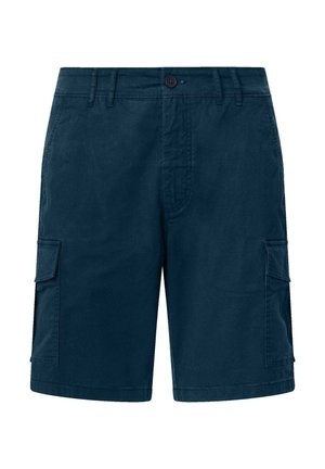 Marine cargoshorts met een knoopsluiting, voor- en zijzakken, en een rechte snit. Gemaakt van duurzame stof met een gladde textuur.