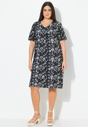 FLORAL SHORT SLEEVE - Robe en jersey - black
