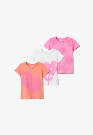 OVS 3 PACK - T-shirt print - orange pink