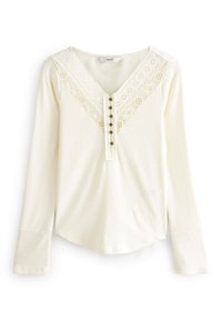 Next LONG SLEEVE V-NECK LACE DETAIL TOP - Langærmet T-shirt - ecru cream
