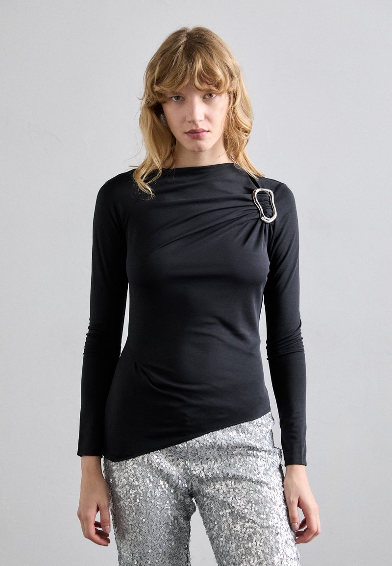 Stine Goya LONG SLEEVE WITH FIXED BUCKLE DAY TO EVENING - Top s dlhým rukávom - jet black