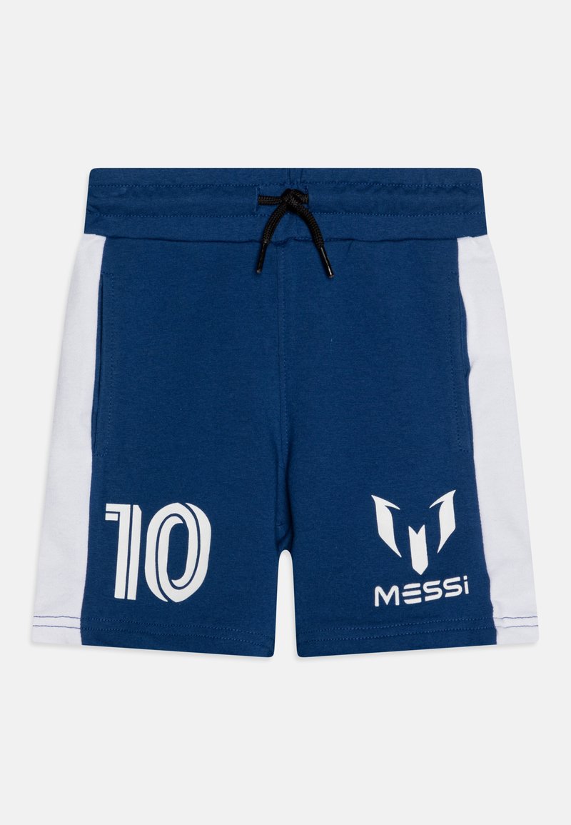 Zili zilas sporta šorti ar baltām sānu paneļiem, ar numuru "10" un "MESSI" baltā drukā. Aprīkoti ar melnu auklu jostasvietā.