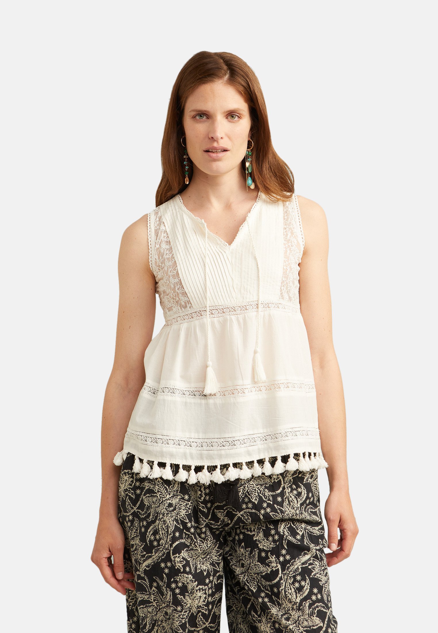 Oltre CON PIZZO - Camicetta - bianco - Zalando.it