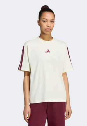adidas Sportswear, ADIDAS SPORTSWEAR ESSENTIALS 3-STRIPES BOYFRIEND TEE - Camiseta estampada - ivory maroon