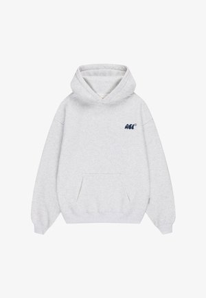 Hele hall kapuutsiga dressipluus ees tasku ja vasakul rinnal väike tumelilla "ACI" logo, kujutatud valgel taustal.