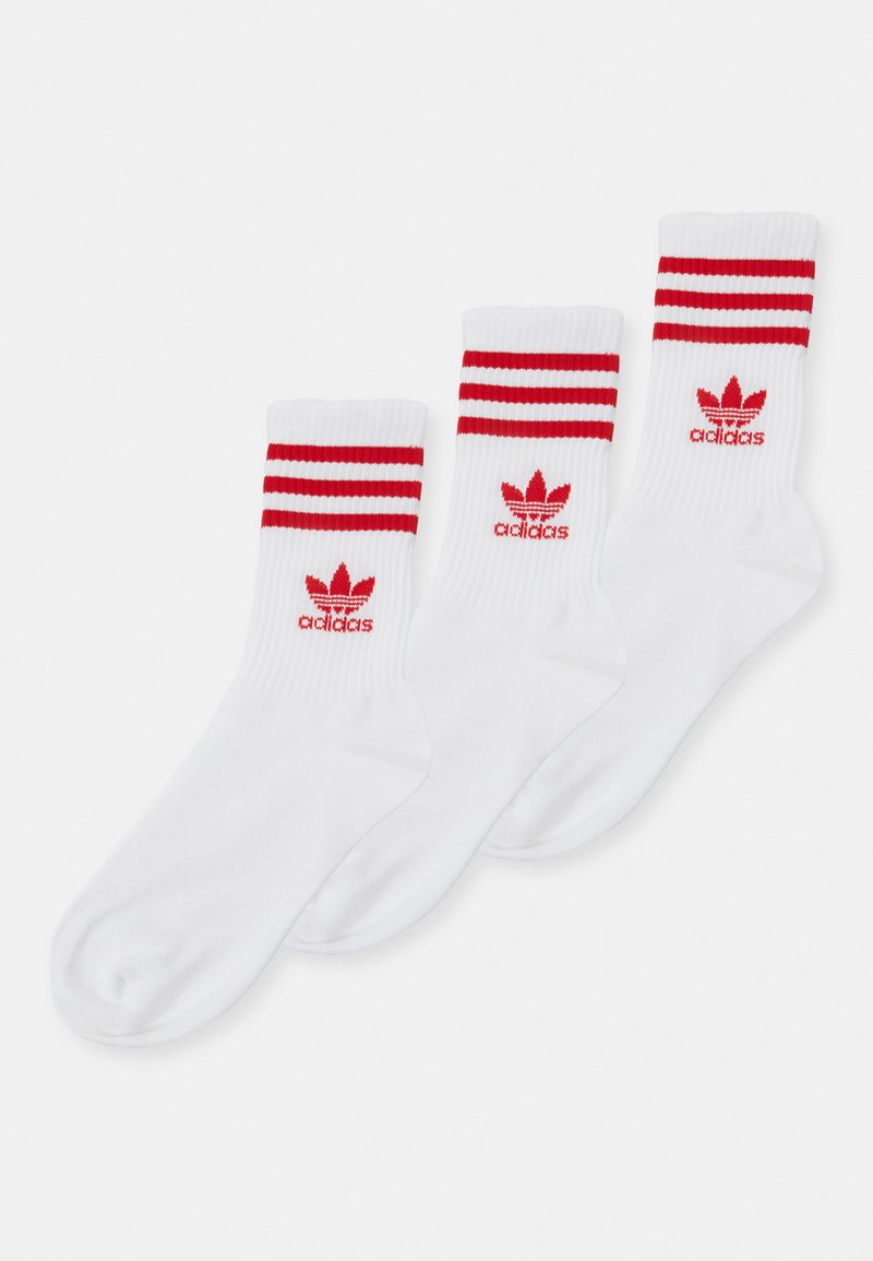 adidas Originals CREW  3 PACK - Nogavice - white/better scarlet