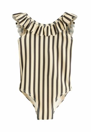REGULAR FIT - FRILL NECK  - Badpak - black white stripe