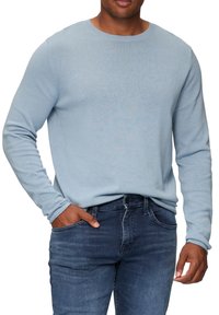 QS ROLLSAUM UND WASCHEFFEKT - Strickpullover - blassblau