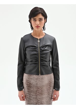 CON ZIP ARRICCIATURE - Veste en similicuir - black