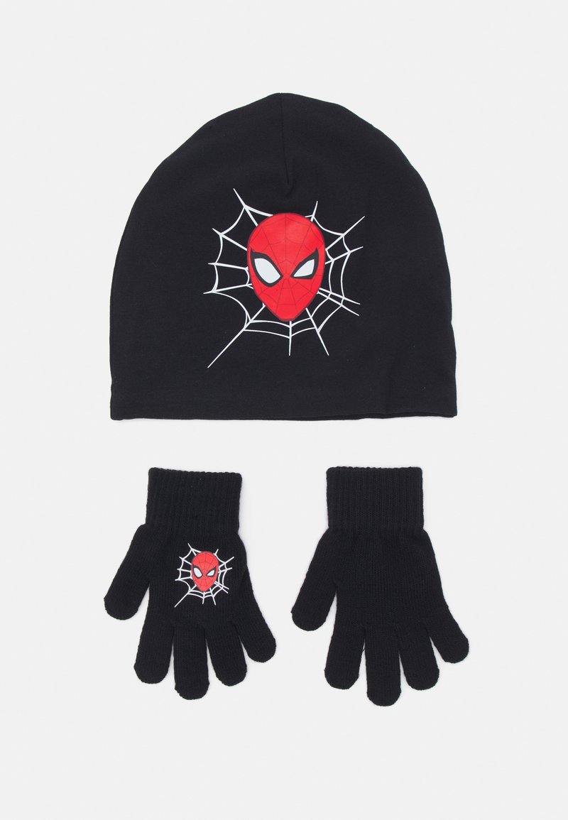 Lindex BEANIE AND MAGIC GLOVES SPIDERMAN UNISEX SET - Bonnet - black