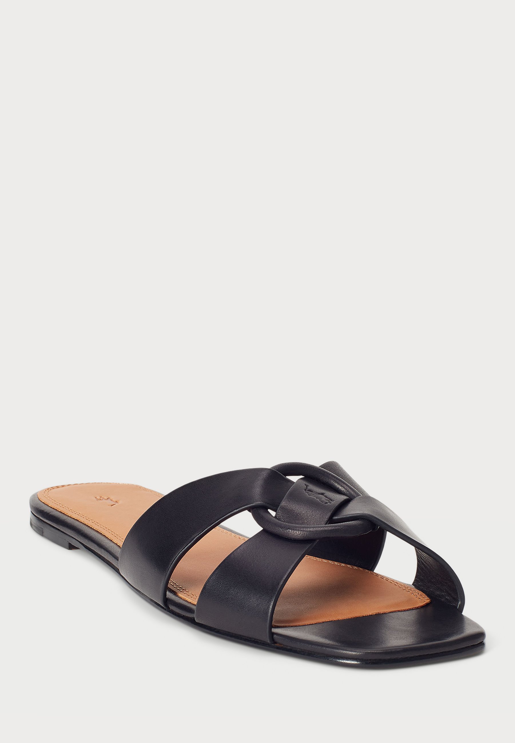 Polo Ralph Lauren LEATHER O-RING SANDAL - Mules - black/svart