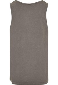 Grå ermeløs tanktop laget av bomull med rett snitt, rund hals og ren kant. Myk tekstur med minimal dekor.