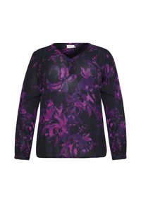 PRINTED - Bluză - black purple painted flower