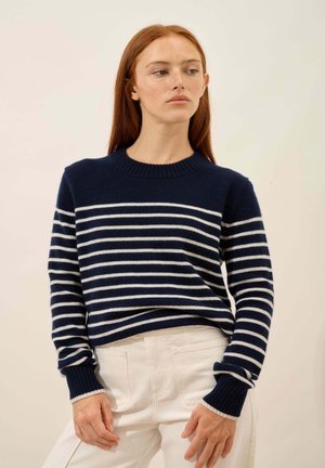 FIORA TWO-TONE ROUND NECK  - Pullover - navy/ivory