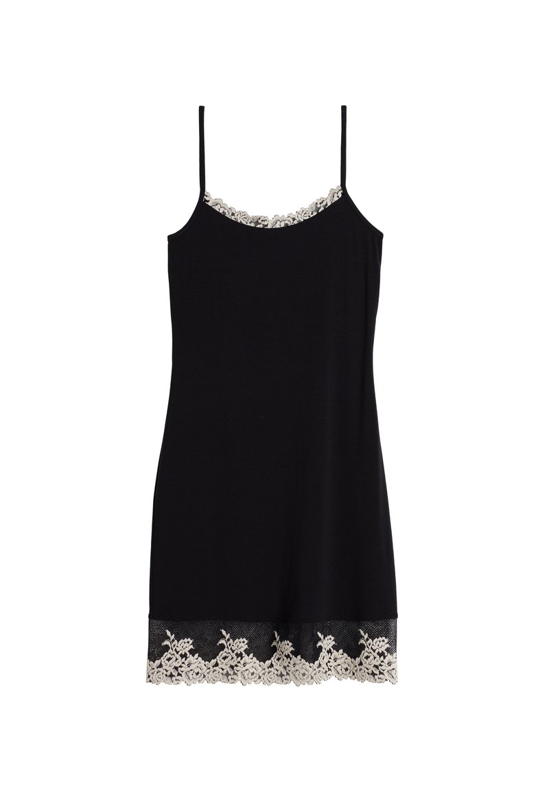 lace applique dress black Black Lace Applique High Slit Criss Cross Back Mermaid Prom Dress Black / 00 main image 1